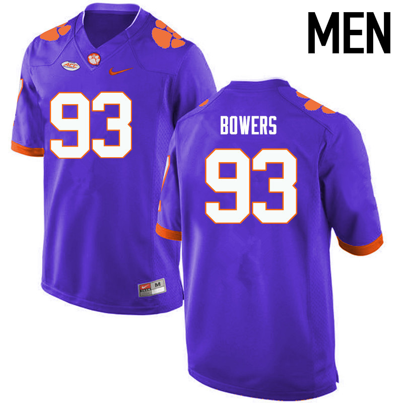 Men Clemson Tigers #93 DaQuan Bowers College Football Jerseys-Purple